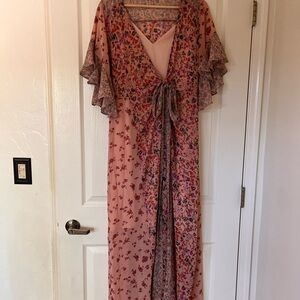 Lovestitch Floral Pink Maxi Dress - Size Medium